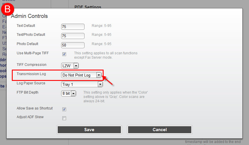 FTP Scan Log is printed even when fax transmission log is set to 'Do